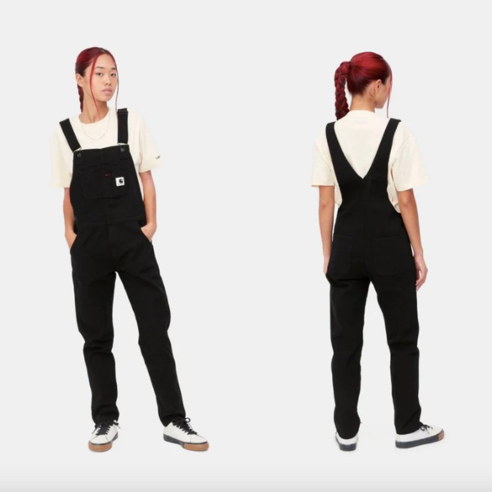 Carhartt black lightweight stretch cotton casual slim straight bib overalls